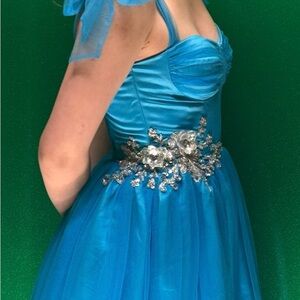 Hand beaded and embroidered prom dress, one of a kind